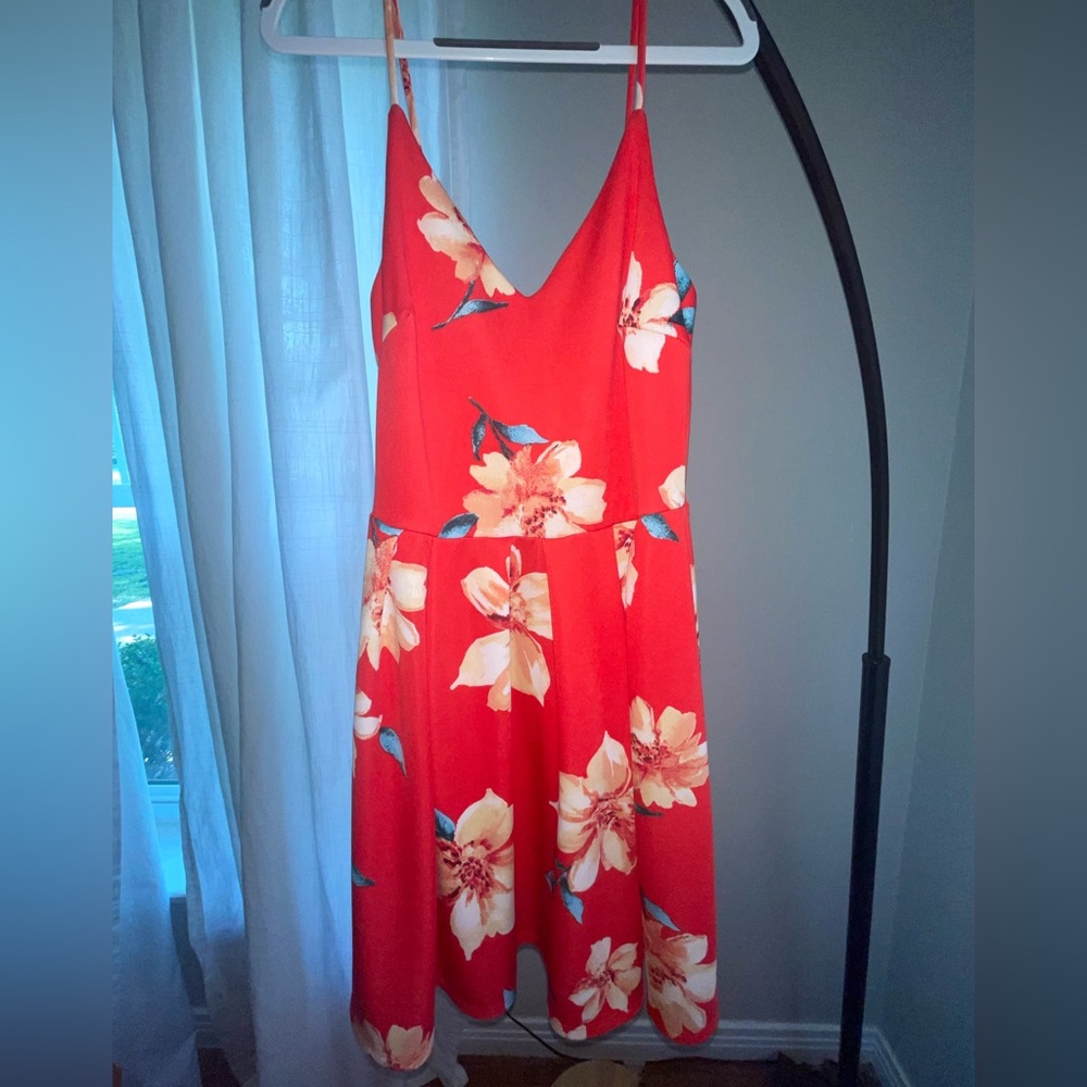 Red dress with flowers
